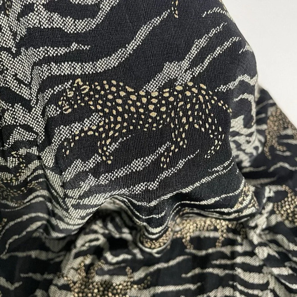 VTG Carole Little Sleeveless Maxi Dress 8 Black Gold Leopard Print Animal Print - Picture 7 of 9